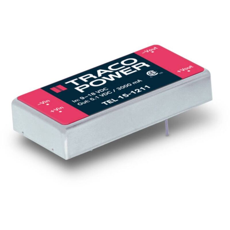 foto del prodotto tracopower - tel 15-2412 convertitore dc dc da circuito stampato 24 v dc 12 v dc 1.25 a 15 w num. uscite 1 x contenuto 1
