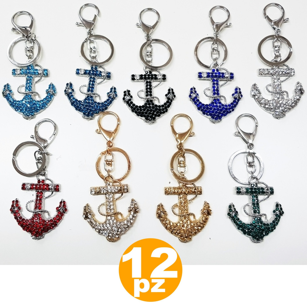 foto del prodotto trade shop 12 bomboniere ancora colorata mare 18 anni compleanno glitter portachiavi chiave 
