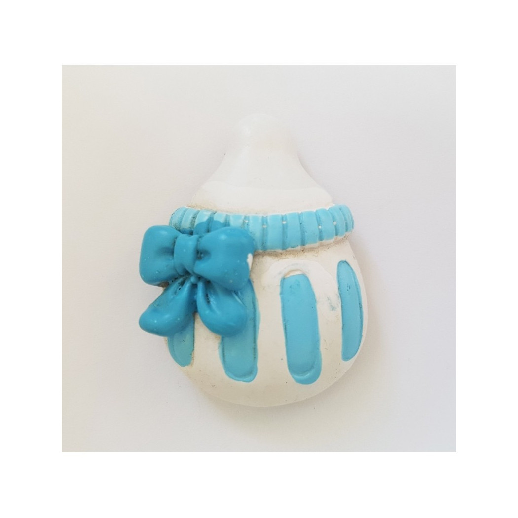foto del prodotto trade shop 12 pezzi bomboniera biberon azzurro ceramica magnete calamita battesimo nascita 