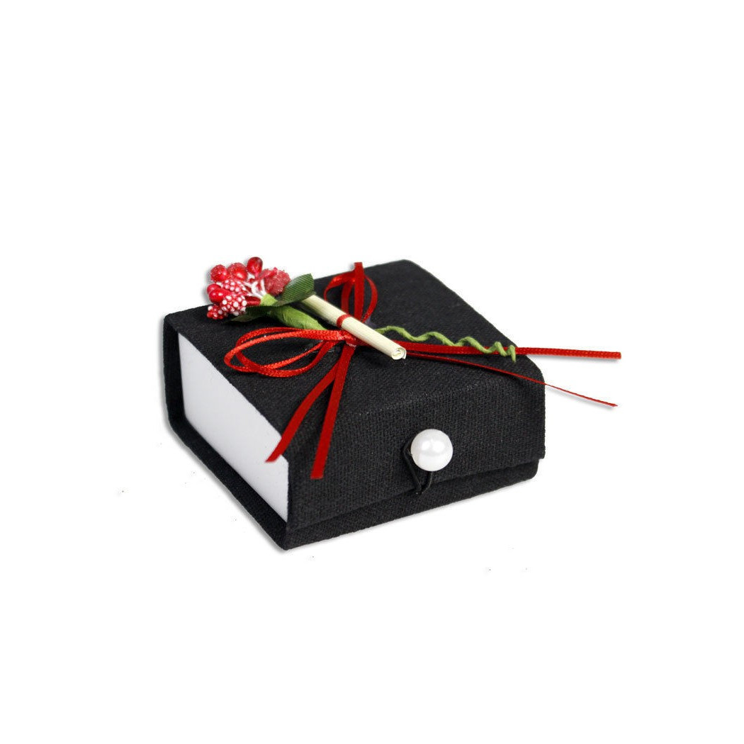 foto del prodotto trade shop 12 scatolina in tessuto con pergamena porta confetti bomboniera laurea nero 
