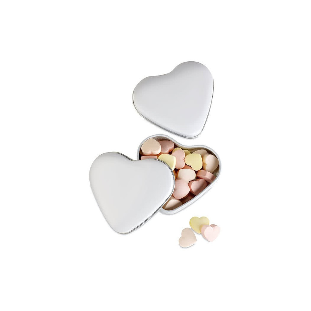 foto del prodotto trade shop 12 scatoline in latta a forma di cuore bomboniera segnaposto portaconfetti 7x7x4 