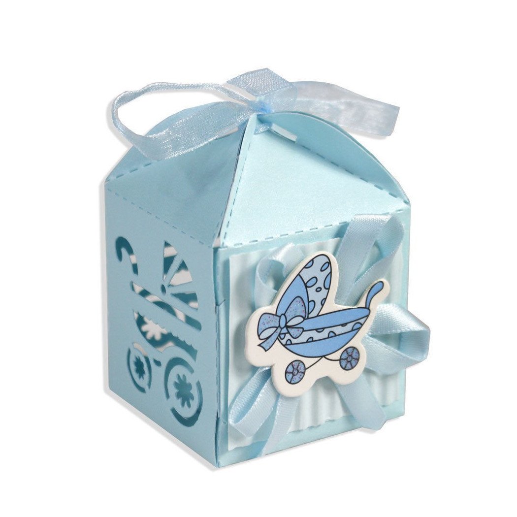 foto del prodotto trade shop 12 scatoline porta confetti nascita battesimo bomboniera azzurro bimbo maschio 