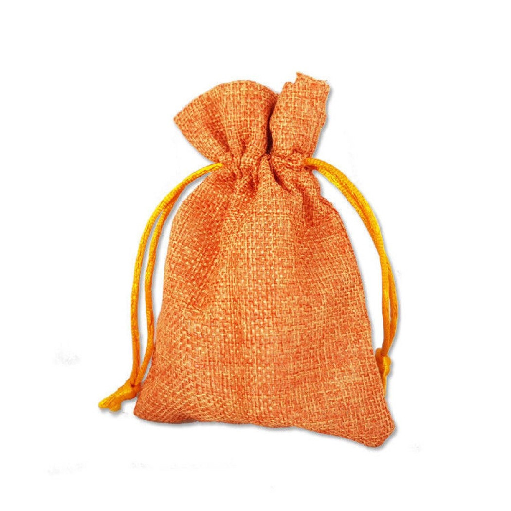 foto del prodotto trade shop 12 x sacchetti stoffa porta confetti matrimonio nascita battesimo bomboniera arancione