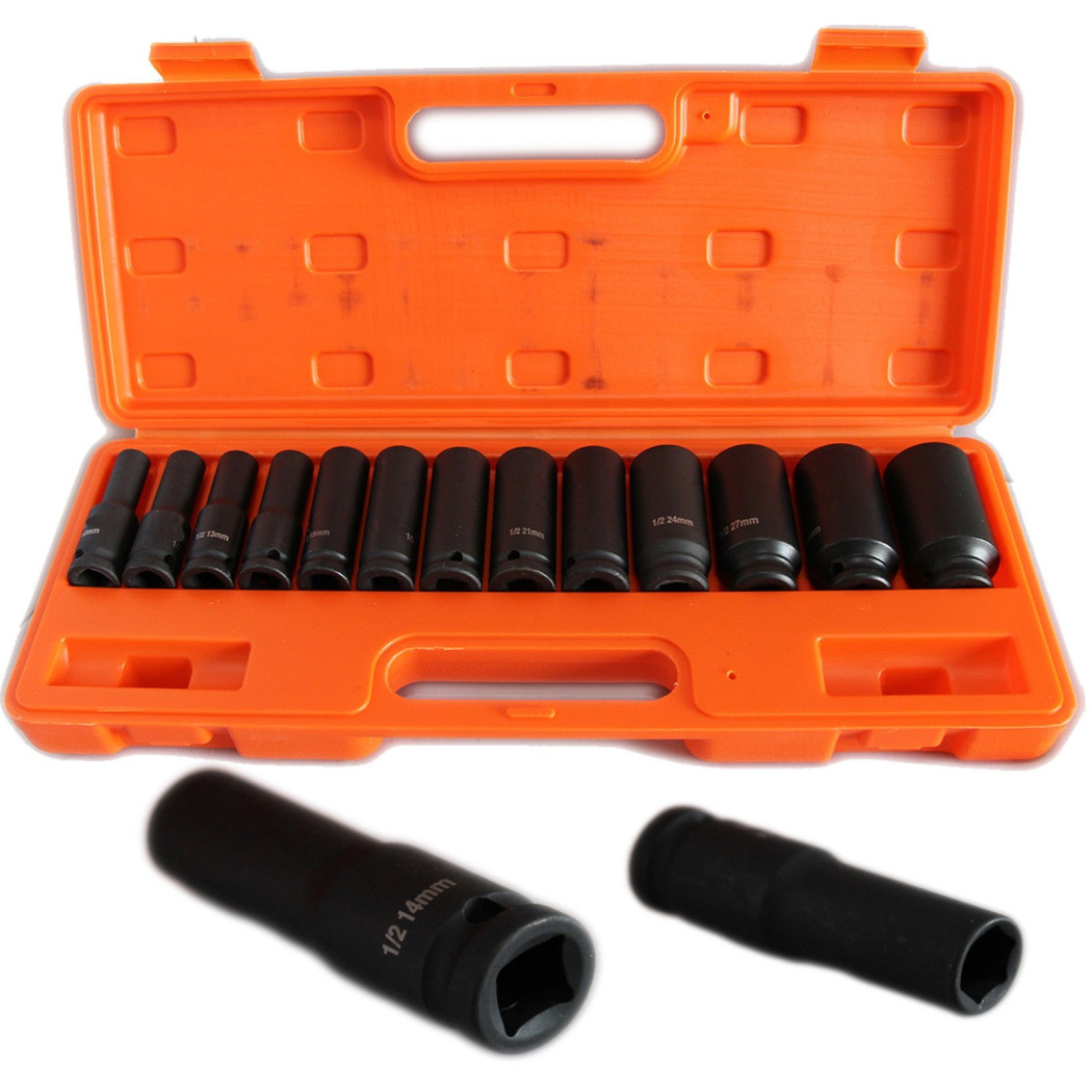 foto del prodotto trade shop 13 bussole per pistola avvitatore pneumatica esagonali attacco 1 2 quot da 10 32 mm 