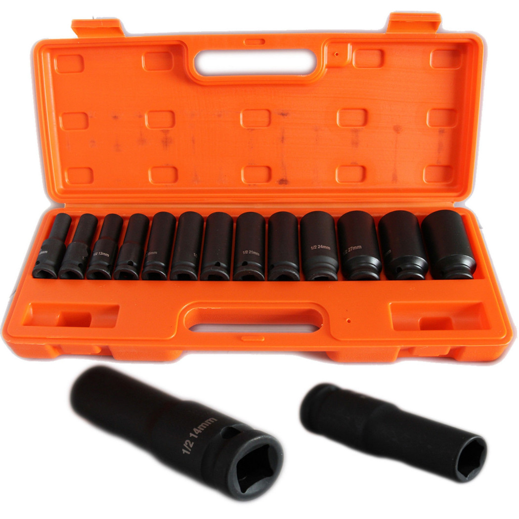 foto del prodotto trade shop 15 bussole per pistola avvitatore pneumatica esagonali attacco 1 2 da 10 32 mm 