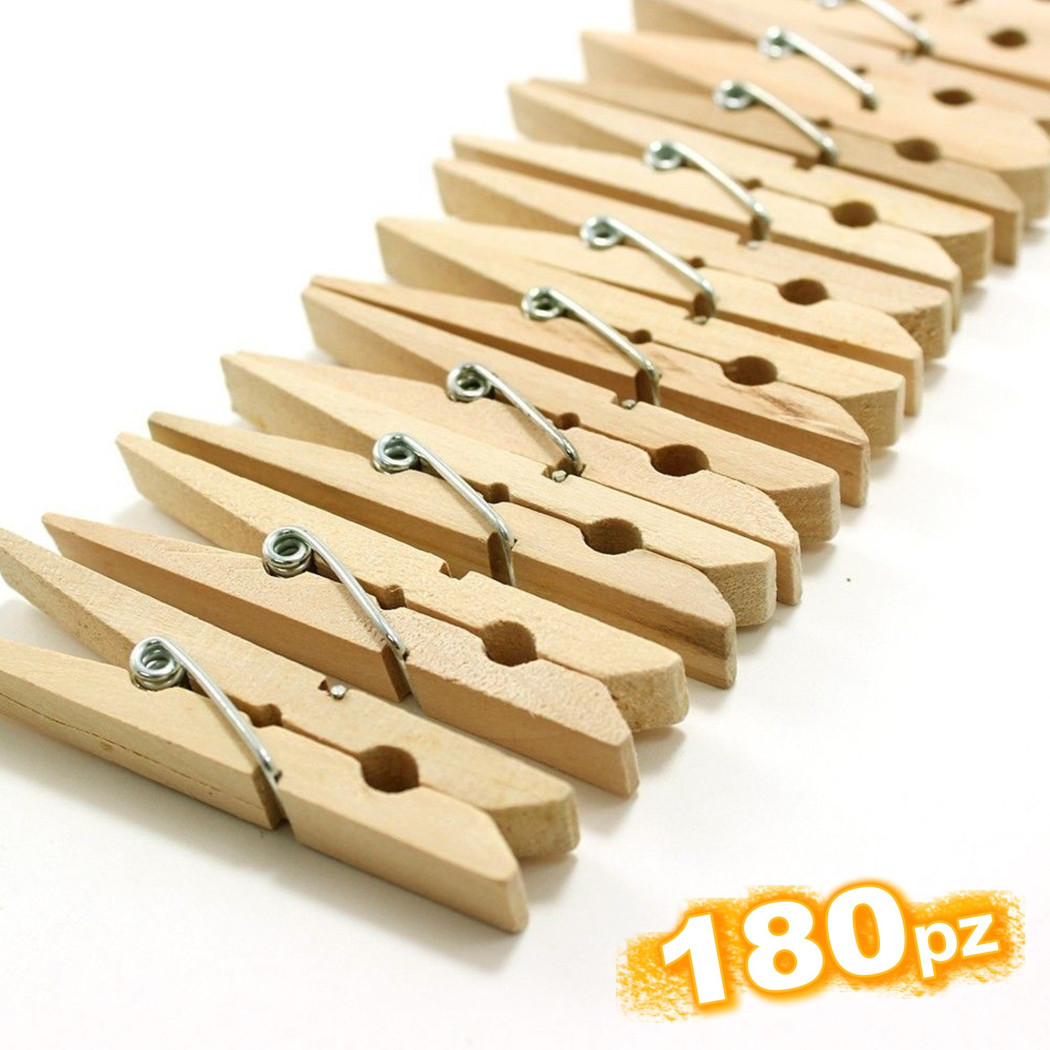 foto del prodotto trade shop 180 mollette per decorazioni bucato panni legno stendino lavaggio decoupage 