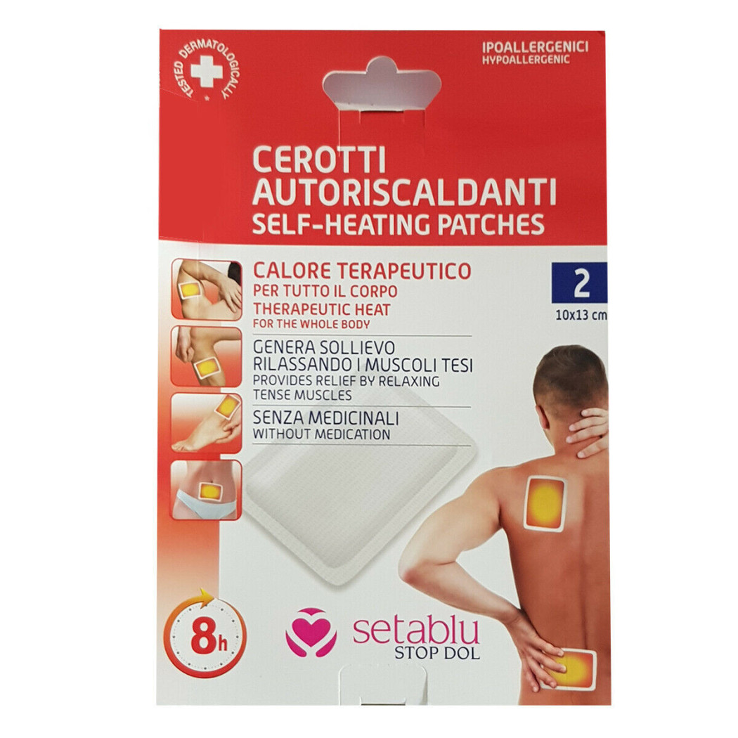 foto del prodotto trade shop 2 cerotti auto riscaldanti calore corpo schiena collo muscoli dolore 10x13cm 