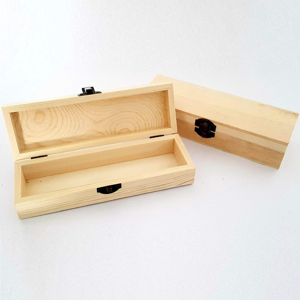 foto del prodotto trade shop 2 pezzi scatole legno portapenne portagioie 7608 rettangolare cofanetto 