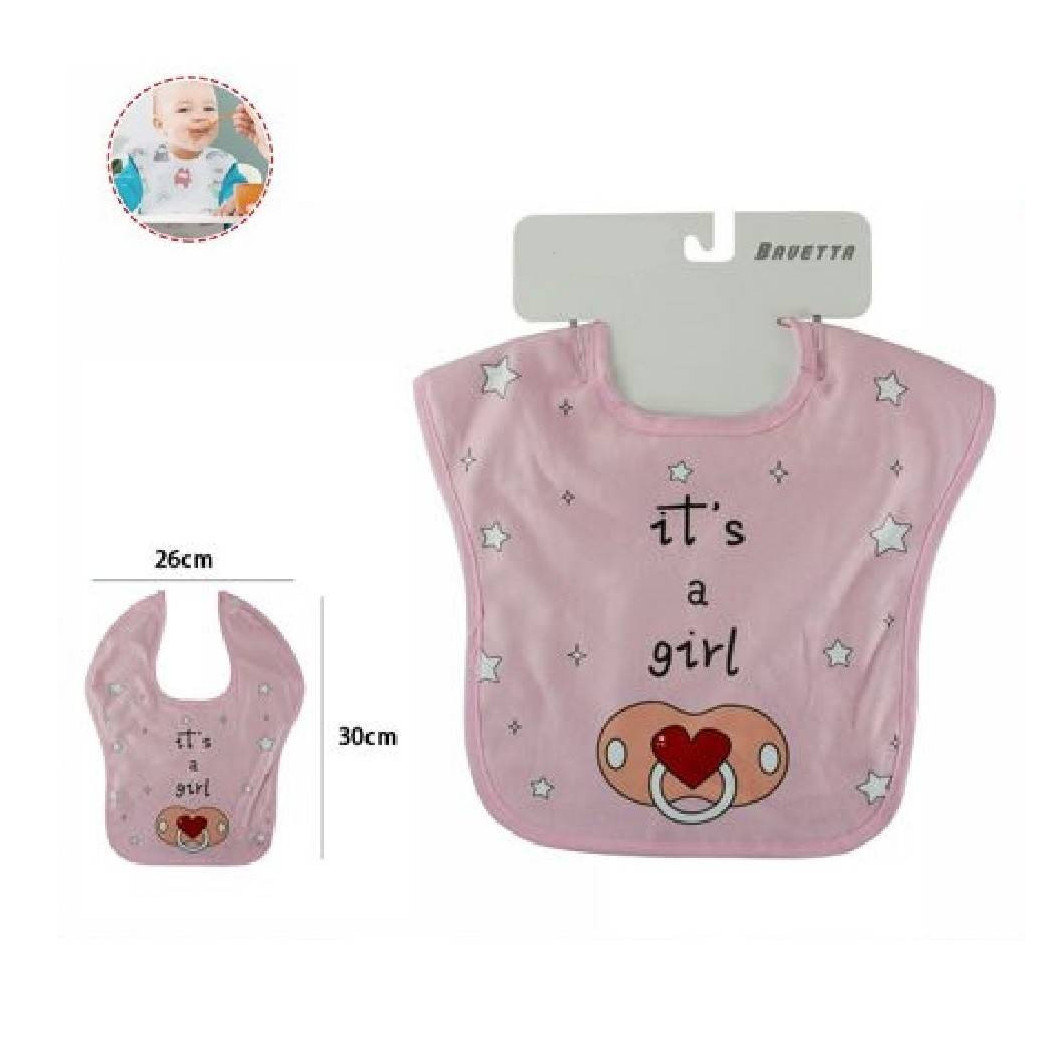 foto del prodotto trade shop 2 pz bavetto bavaglino neonato pappa allattamento bambina it 39 s a girl 68336 rosa 