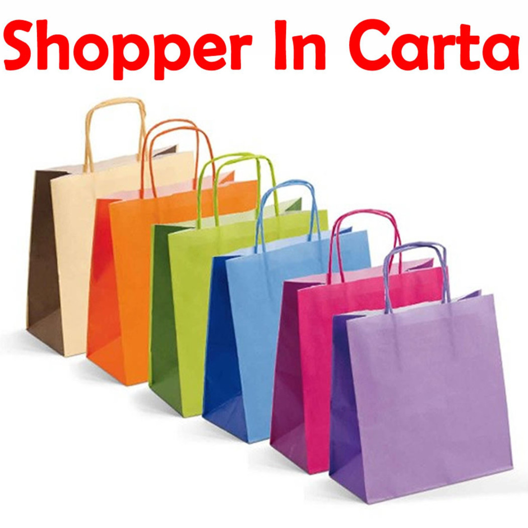 foto del prodotto trade shop 2 pz borsa shopper busta regalo in carta modelli assortiti 210 gr 40x12x25 cm 