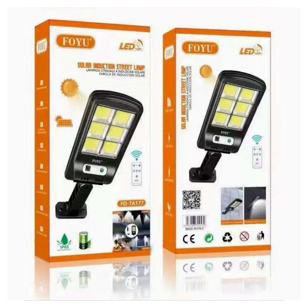 foto del prodotto trade shop 2 pz faro lampione stradale con pannello solare fotovoltaico 160 led cob sensore 