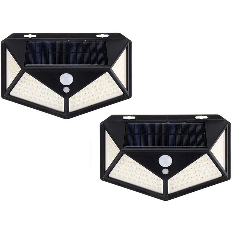 foto del prodotto trade shop 2 pz lampada solare esterno giardino faretto fotovoltaico sensore luce 114 led faro 