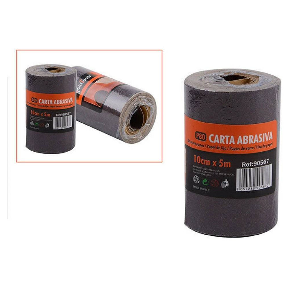 foto del prodotto trade shop 2 rotoli carta vetrata abrasiva 5 metri grana p80 levigare smussare 