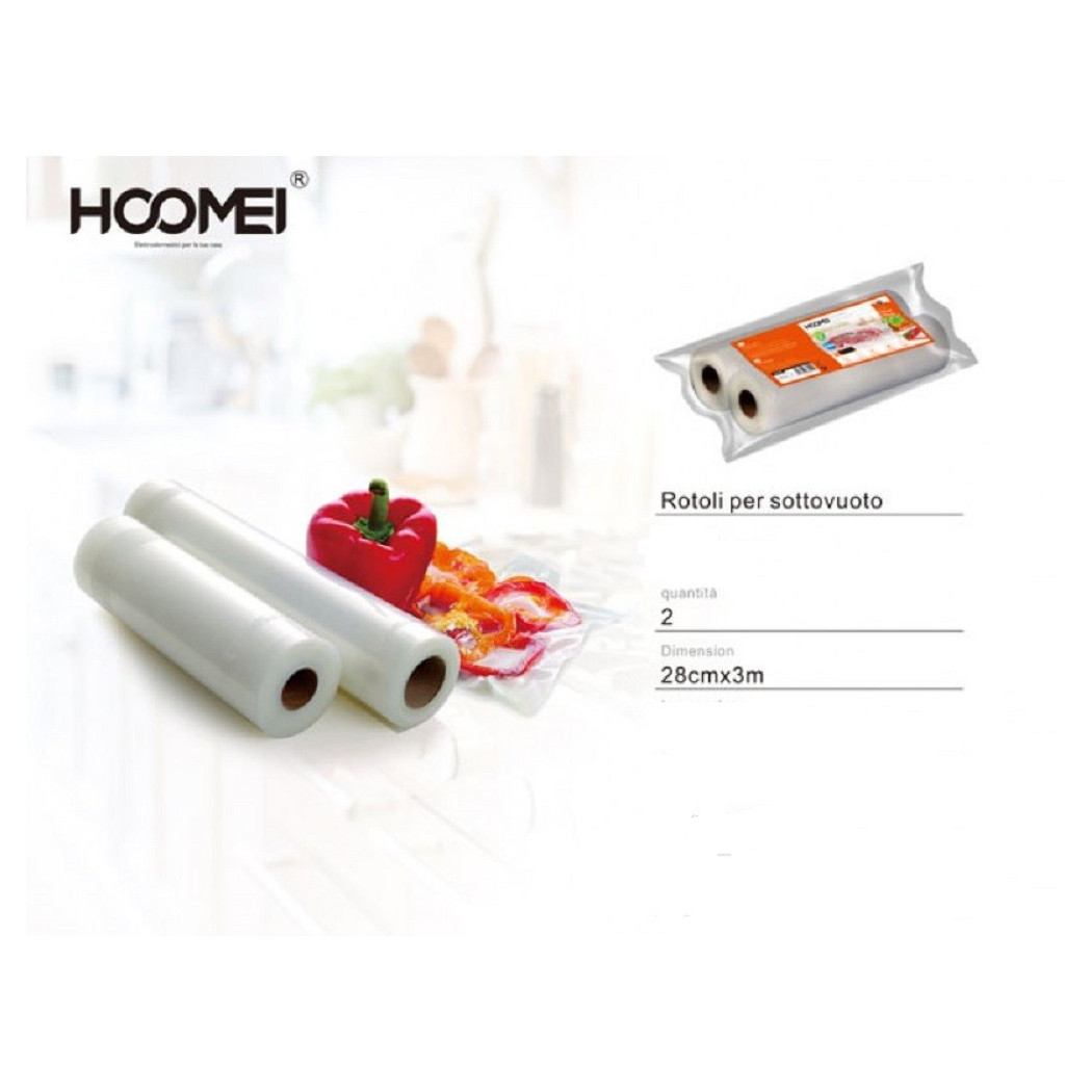 foto del prodotto trade shop 2 rotoli per sottovuoto 28x300cm alimenti sacchetti conservazione frutta verdura 