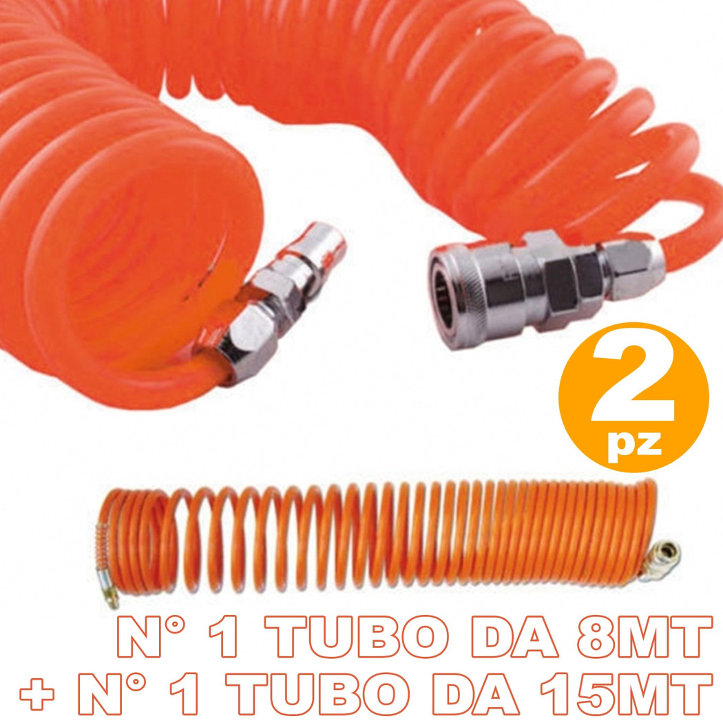 foto del prodotto trade shop 2 tubi tubo aria compressa flessibile per compressore 8 15 metri innesti rapidii 