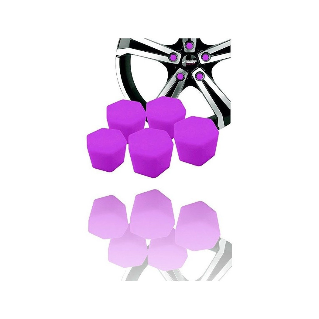 foto del prodotto trade shop 20 copribulloni copri bulloni dadi silicone fluorescenti viola cerchi ruota 
