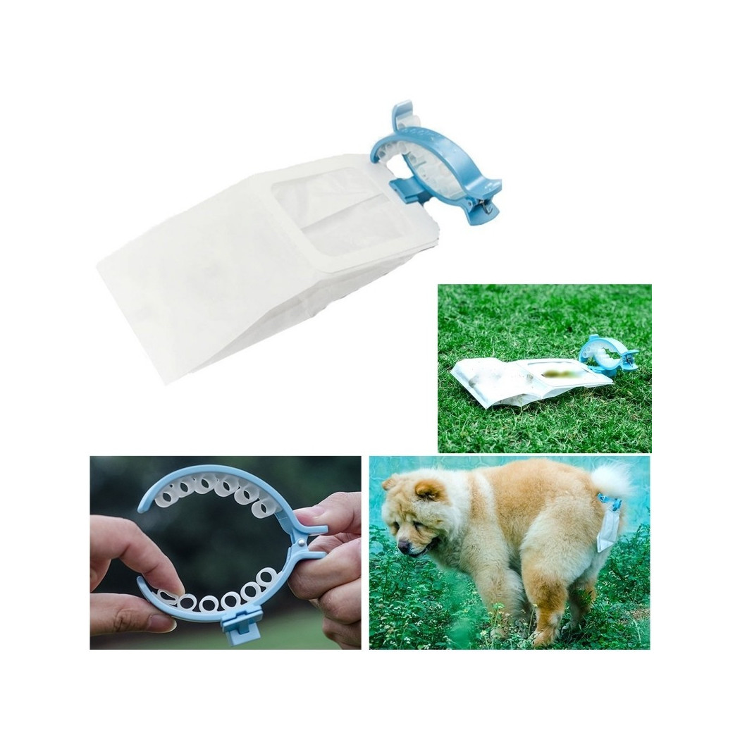 foto del prodotto trade shop 20 sacchetti con pinza clip coda bustine tg s m per escrementi raccolta feci 
