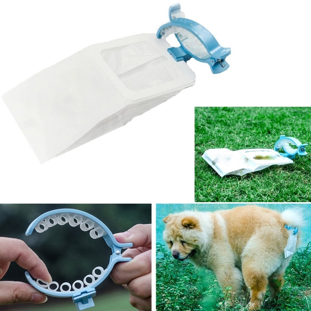 foto del prodotto trade shop 20 sacchetti pinza clip con silicone coda bustine igienici per raccolta feci l 