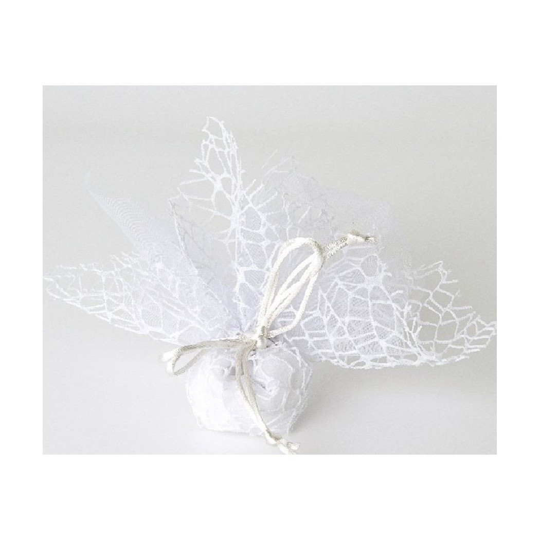 foto del prodotto trade shop 20 sacchetti velo veletti organza rete tulle per confetti matrimonio bomboniere bianco