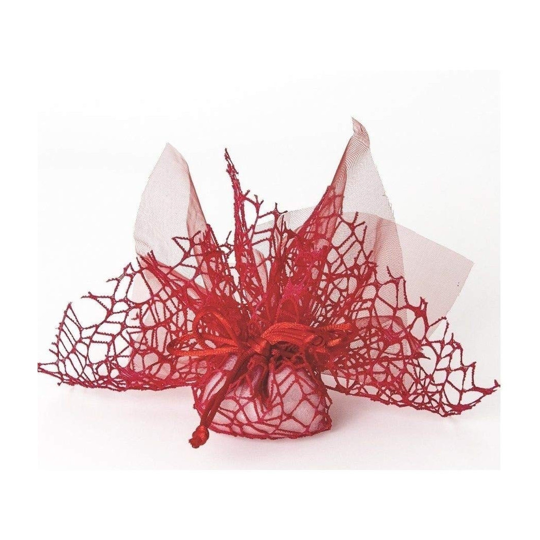 foto del prodotto trade shop 20 sacchetti velo veletti organza rete tulle per confetti matrimonio bomboniere rosso