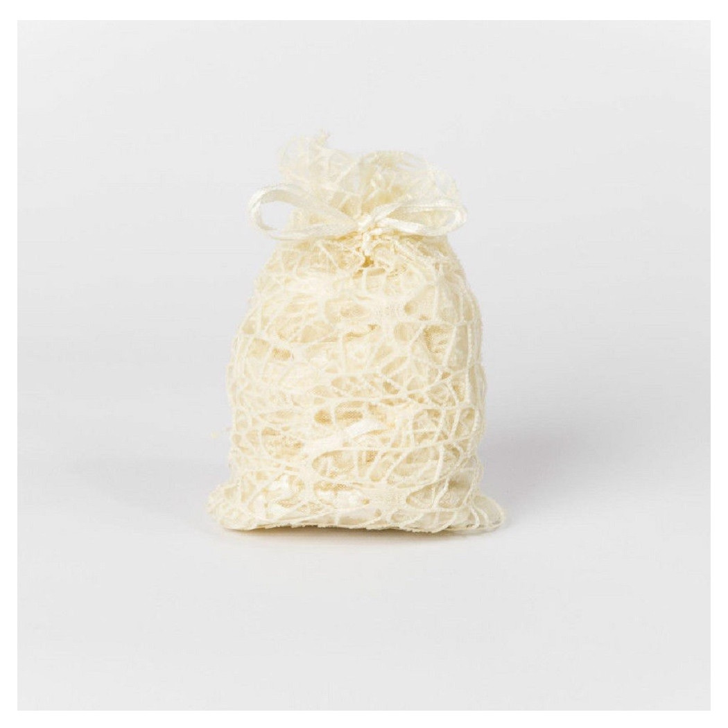 foto del prodotto trade shop 24 pz. sacchetti rete organza porta confetti matrimonio battesimo bomboniera panna naturale