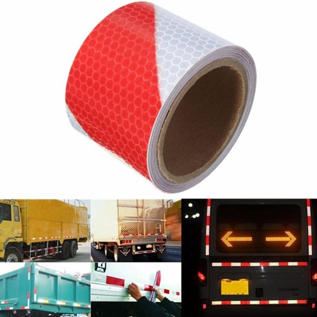 foto del prodotto trade shop 25 metri nastro adesivo catarifrangente auto camion rosso bianco alta visibilit 