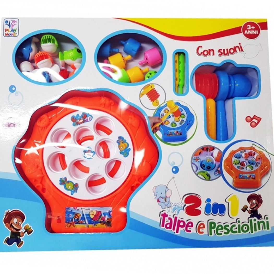 foto del prodotto trade shop 2in1 colpisci talpa pesca pazza 8 pesci gioco tavolo bambini effetti sonori gara 