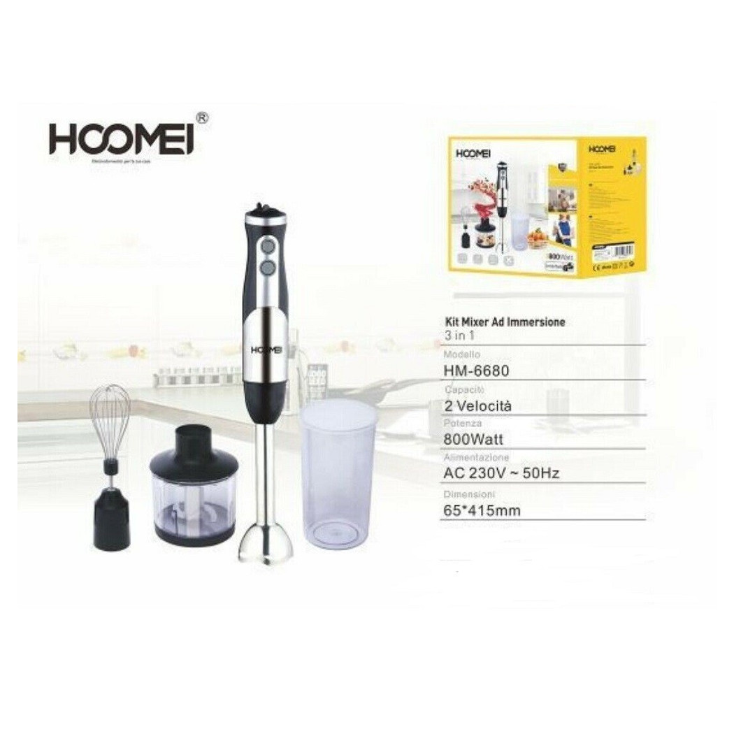foto del prodotto trade shop 3 in 1 mixer ad immersione multifunzione 800 w 2 velocita 39 cucina hoomei hm 6680 