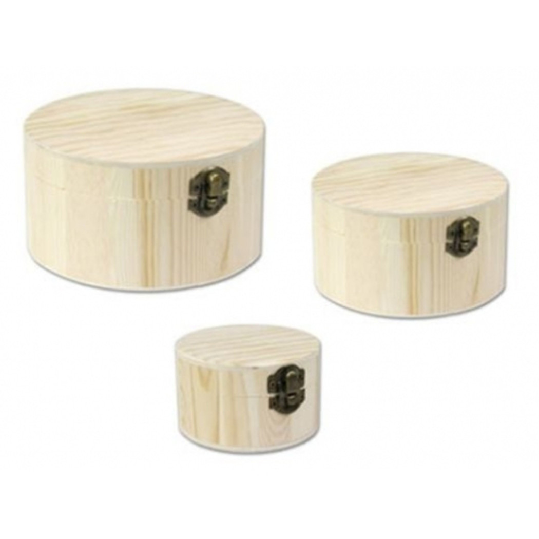 foto del prodotto trade shop 3 scatole rotonda matrioska baule scatola legno portagioie decoupage cofanetto 