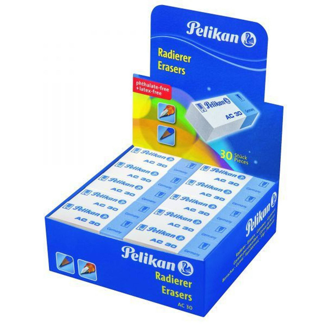 foto del prodotto trade shop 30 gomme per cancellare bianche pelikan per uso scuola ufficio disegno tecnico 