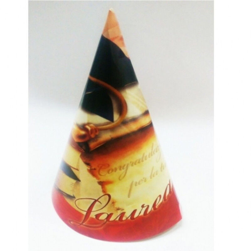 foto del prodotto trade shop 36 cappelli di carta cono feste laura rosso cappellino addobbi laureandi dottore 