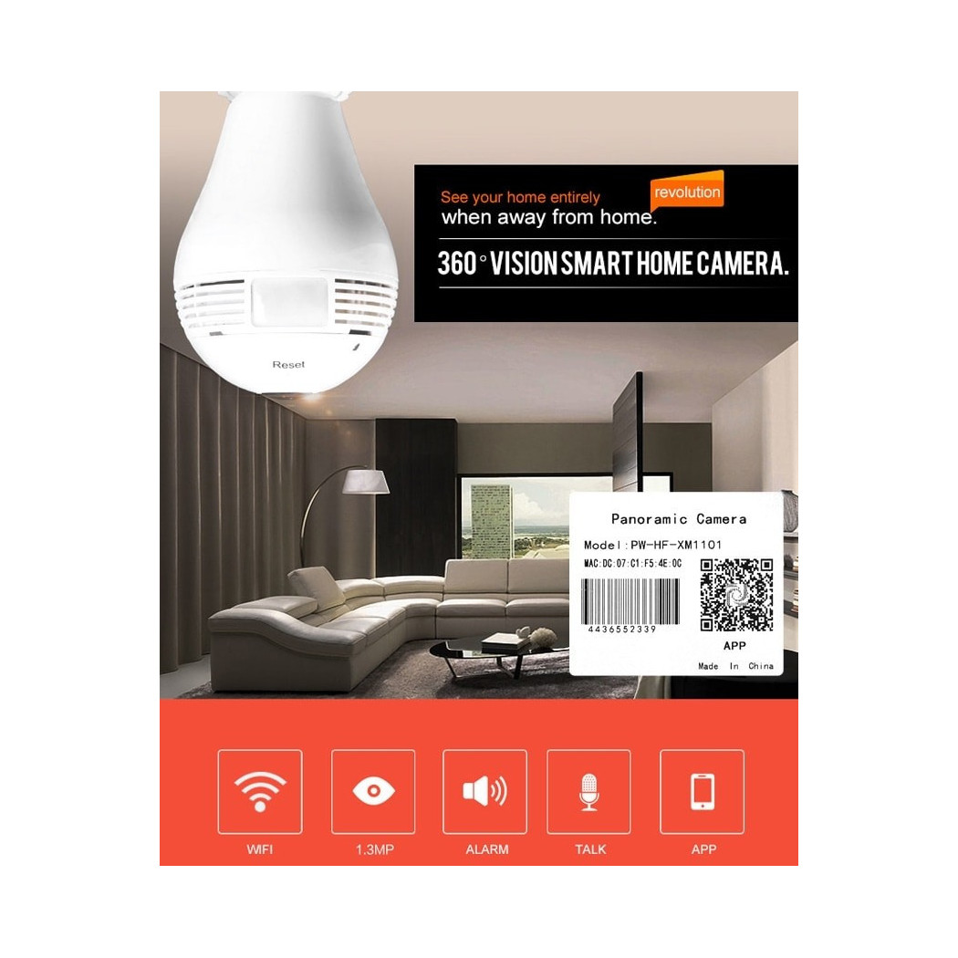 foto del prodotto trade shop 360 panoramica mini wifi ip telecamera lampadina nascosta camera 960p lampada 