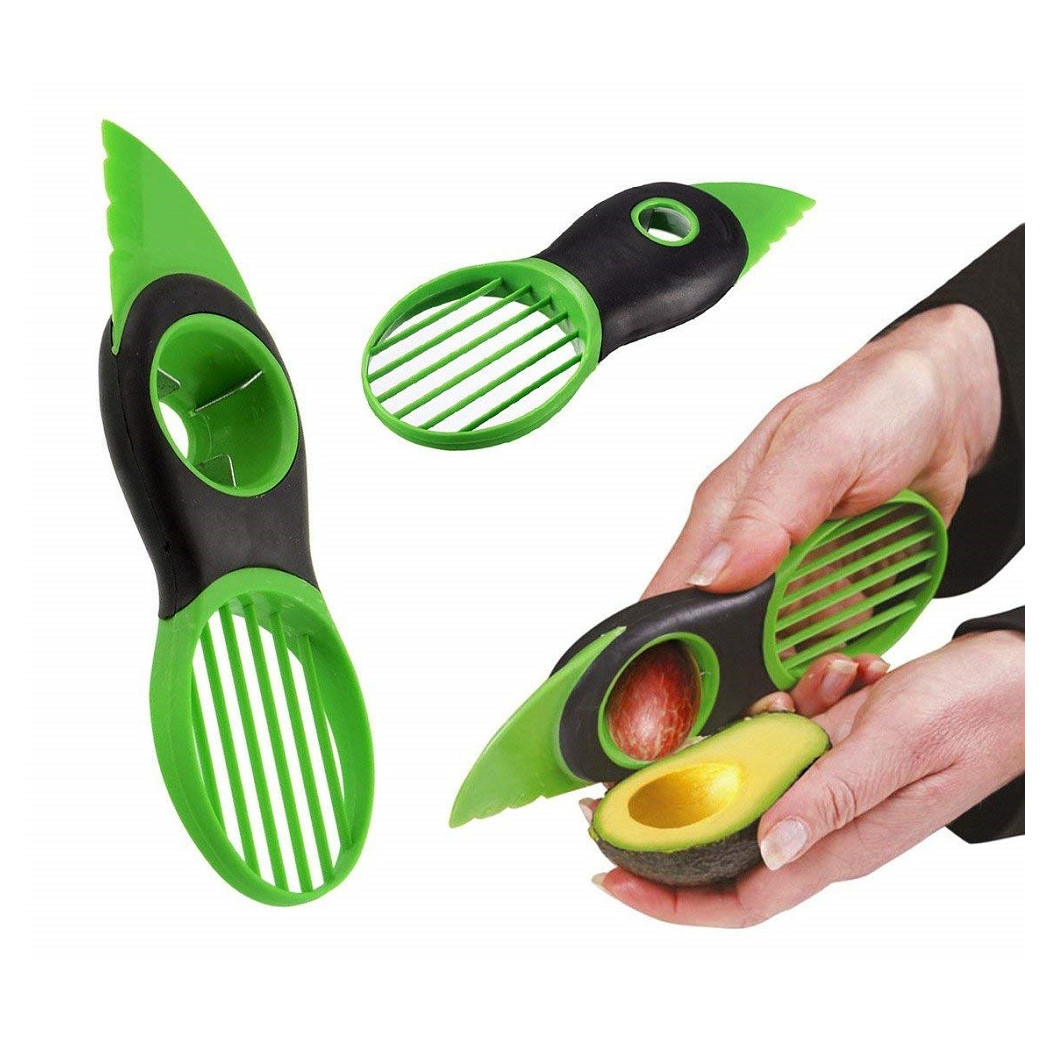 foto del prodotto trade shop 3in1 coltello taglia affetta avocado rimuovi nocciolo manuale fette spicchi plastica 