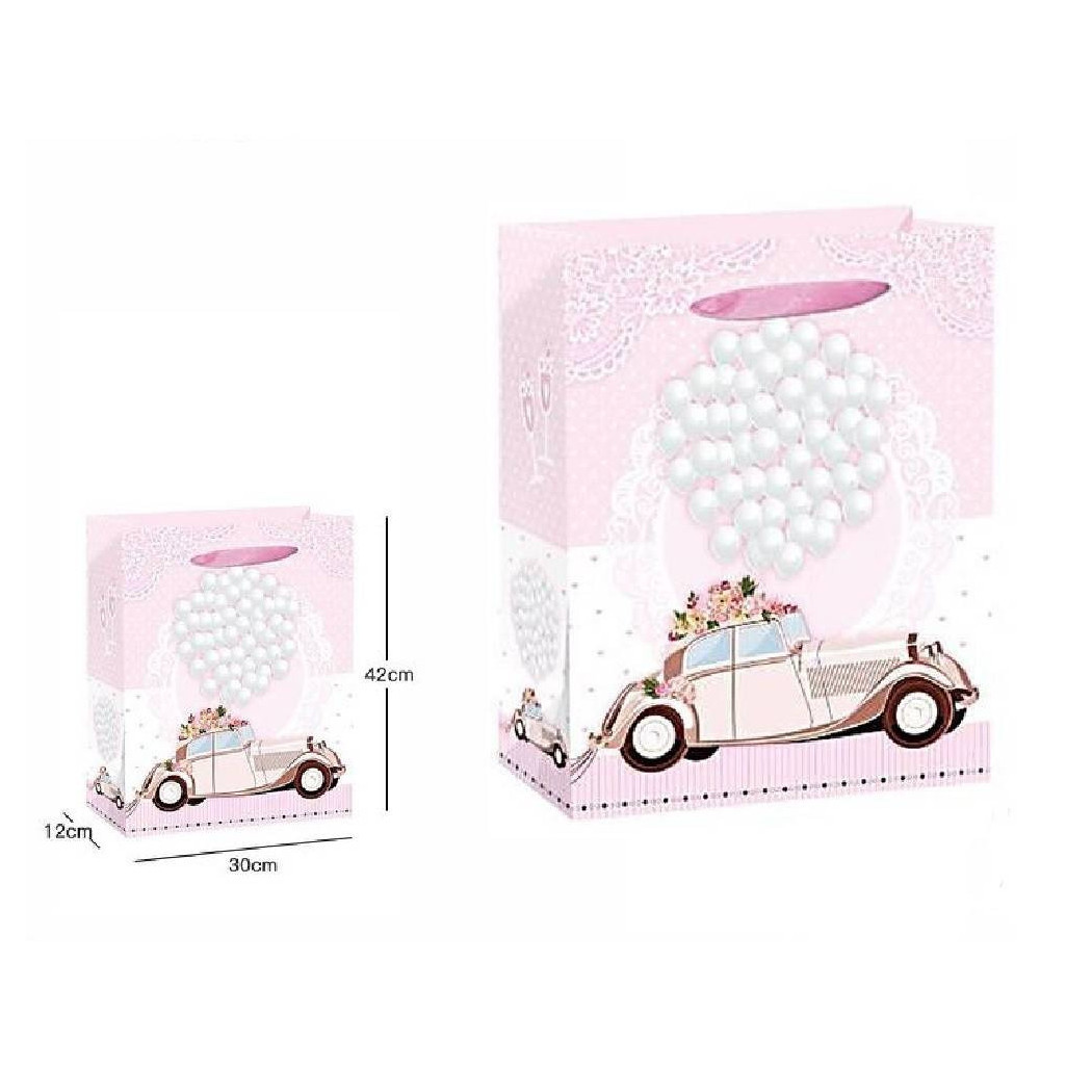 foto del prodotto trade shop 3pz buste busta regalo sacchetto 30x42x12cm matrimoni nozze 63978 varie fantasie 