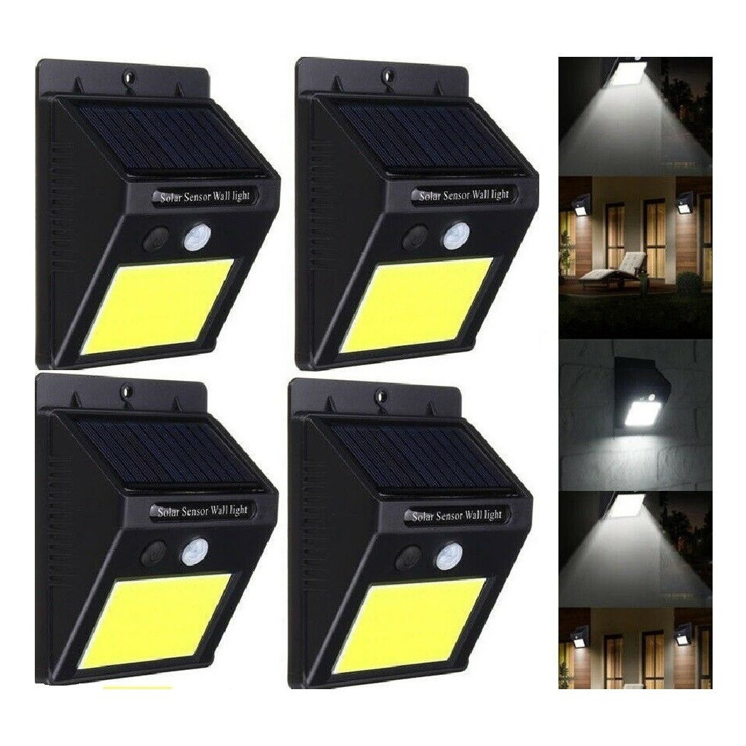 foto del prodotto trade shop 4 lampada led solare da esterno giardino faretto fotovoltaico sensore a 48 led 