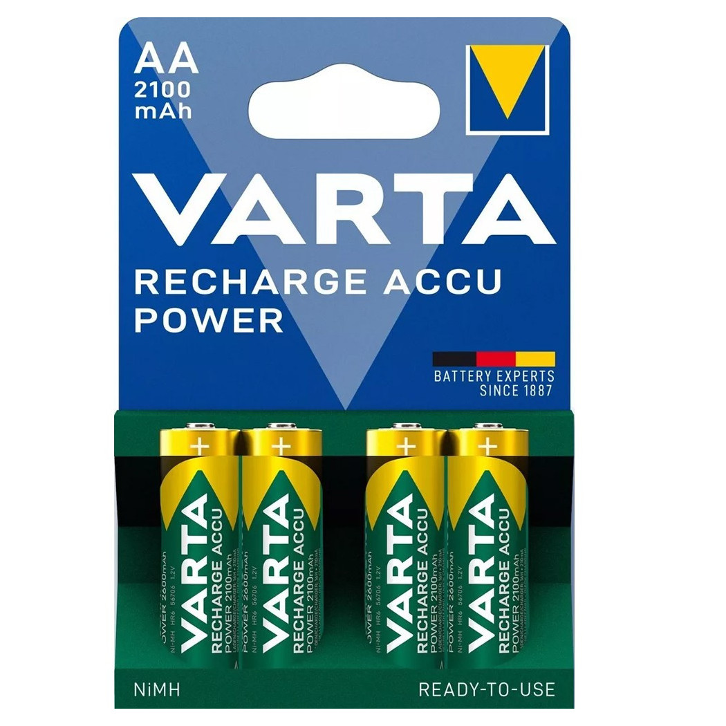 foto del prodotto trade shop 4 pile varta stilo batterie aa alkaline ricaricabili 2100mah nimh hr6 1.2v accu 