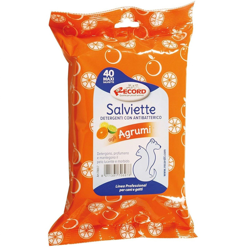 foto del prodotto trade shop 40 maxi salviette salvietta agli agrumi detergenti con antibatterico cane gatto 