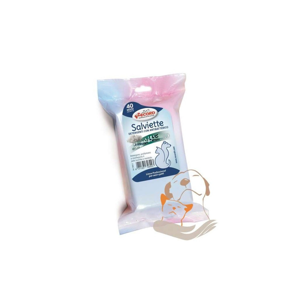 foto del prodotto trade shop 40 salviette muschio bianco detergenti antibatterico per animali cane gatto 