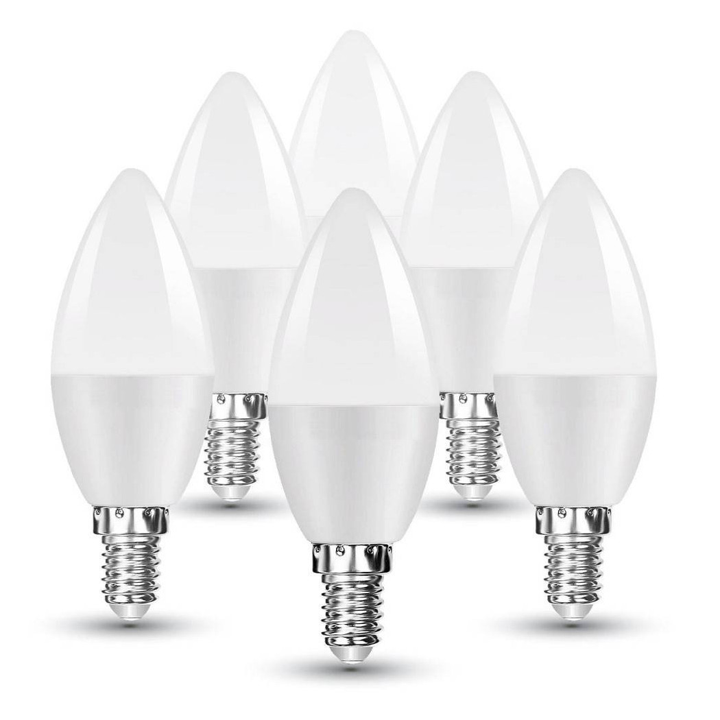 foto del prodotto trade shop 5 lampadine led e14 c37 candela 4,5w luce calda fredda naturale samsung v tac255 bianco naturale 