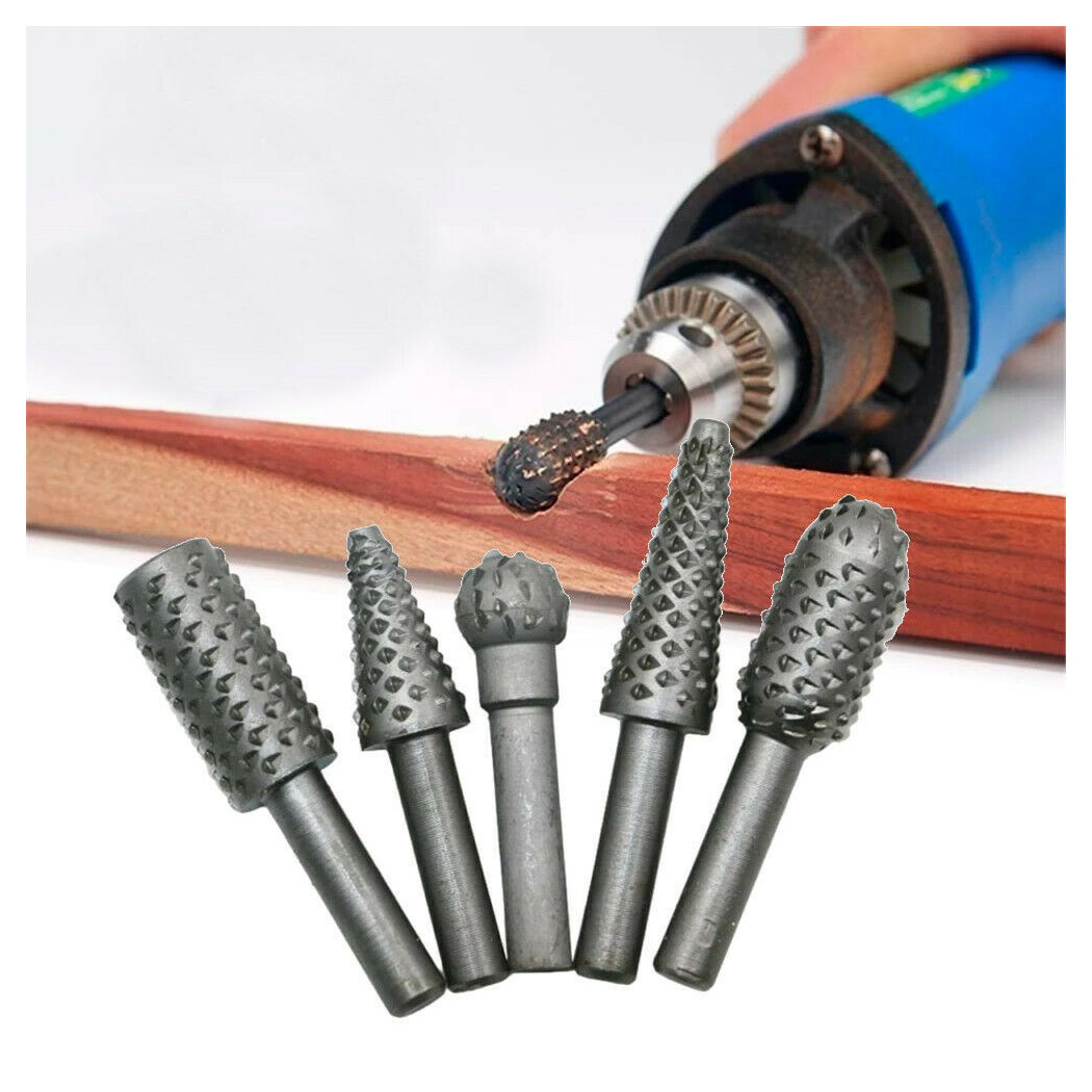 foto del prodotto trade shop 5 punte frese per mini trapano raspa levigatura modellismo intaglio legno 6 mm 