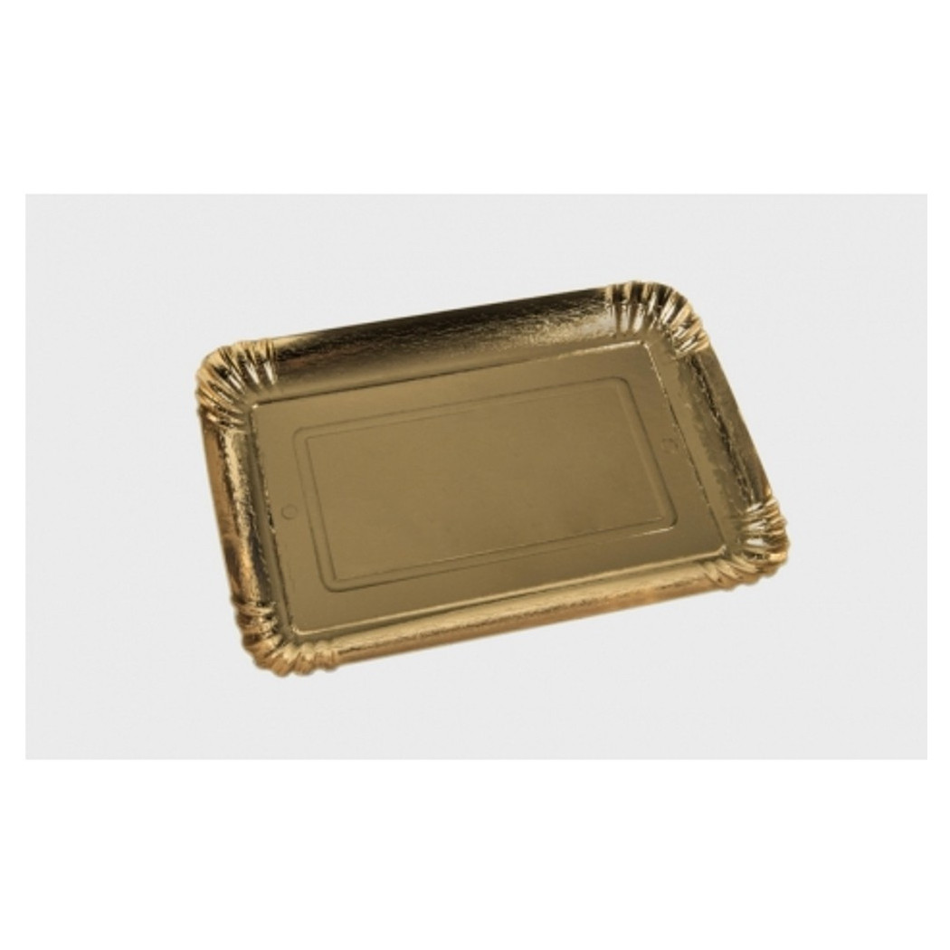 foto del prodotto trade shop 5 vassoi porta torta 25x35 cm 1.4 oro rettangolare piatto dolci cartone dorato 