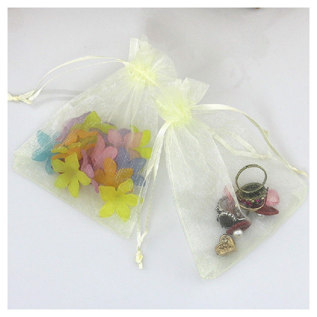 foto del prodotto trade shop 50 veli sacchetti organza tulle per confetti regalo bomboniera avorio