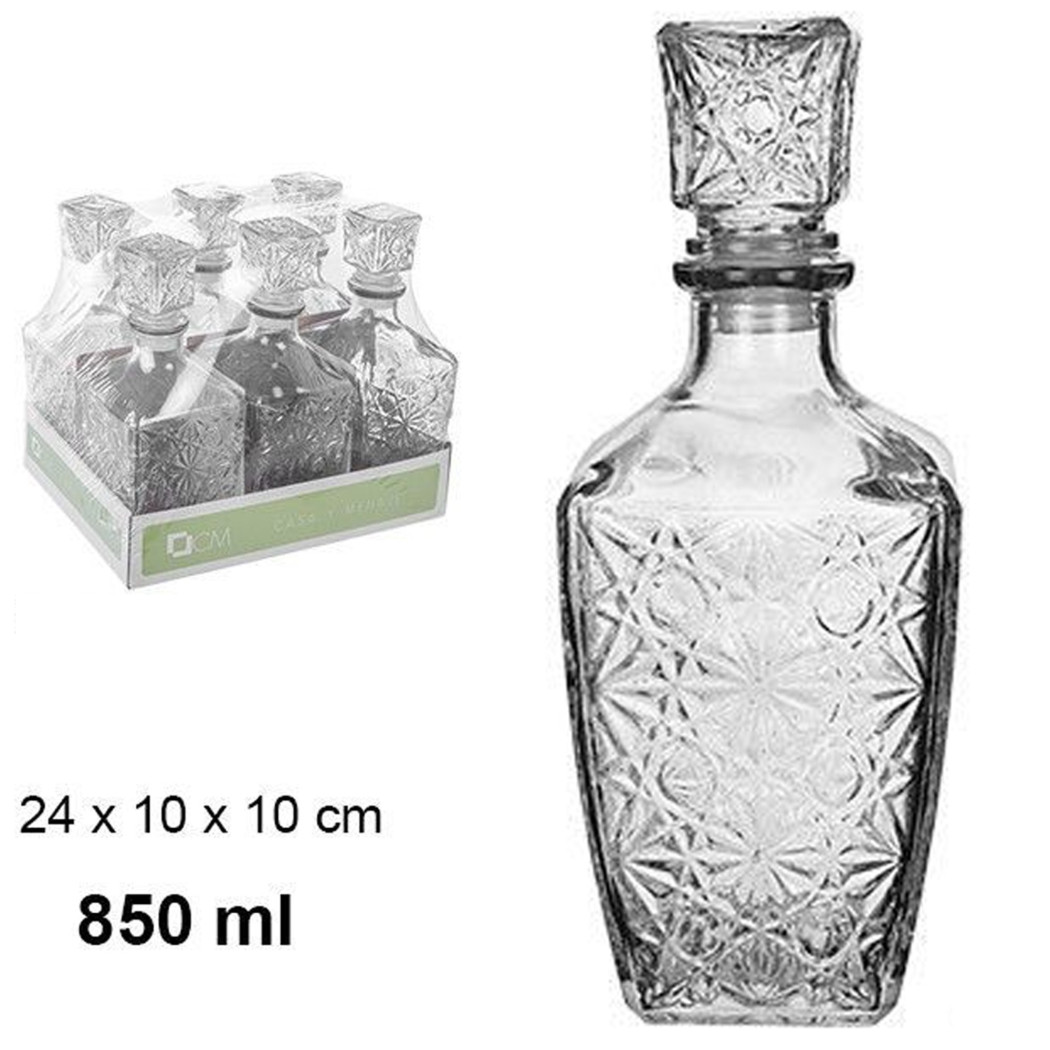 foto del prodotto trade shop 6 bottiglia vintage per liquore wiskey cognac scotch in vetro con tappo 10x24cm 