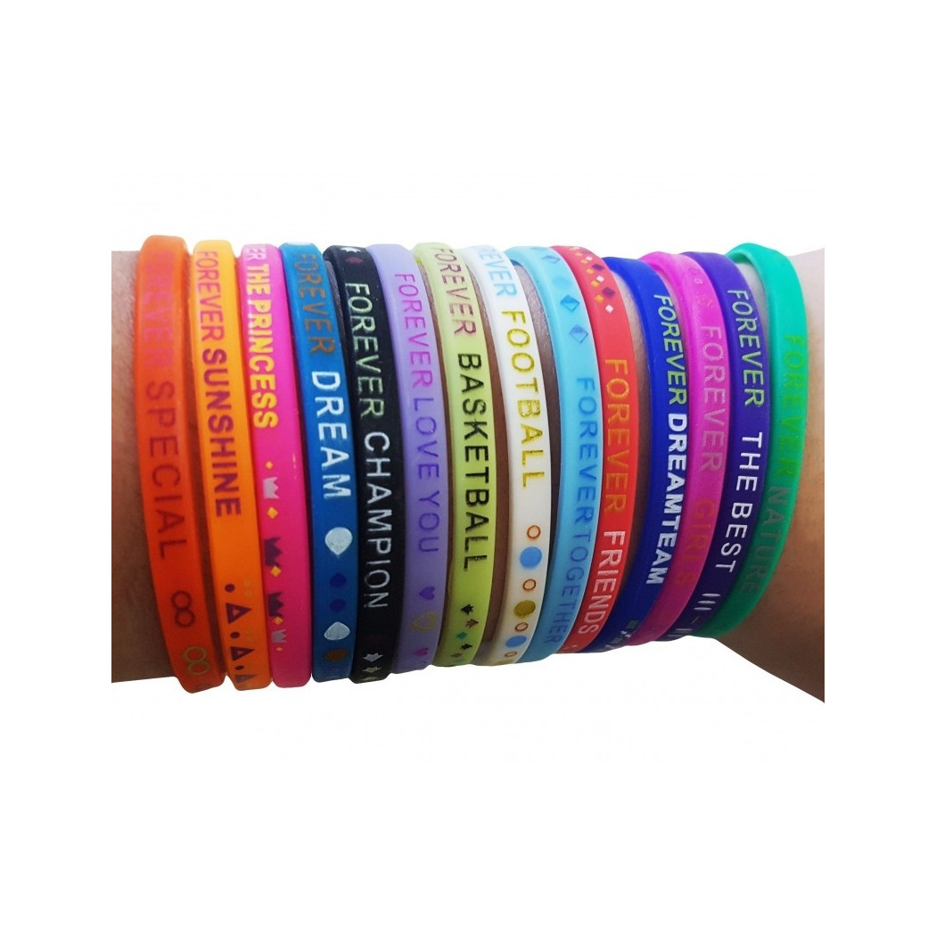foto del prodotto trade shop 6 braccialetti forever silicone elastico amicizia sport love amore trend 