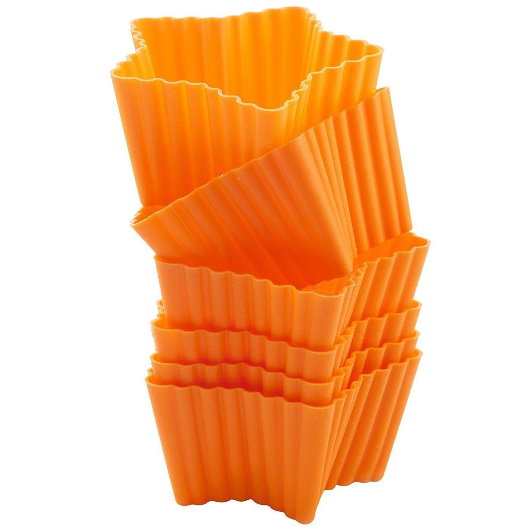 foto del prodotto trade shop 6 stampi formine silicone pirottini cupcakes dolci muffin forma stella 