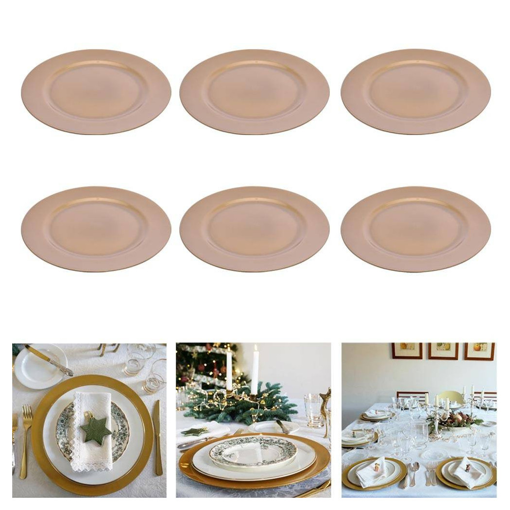 foto del prodotto trade shop 6 x sottopiatti natalizi in plastica 33cm decorazioni natale per la tavola gold 