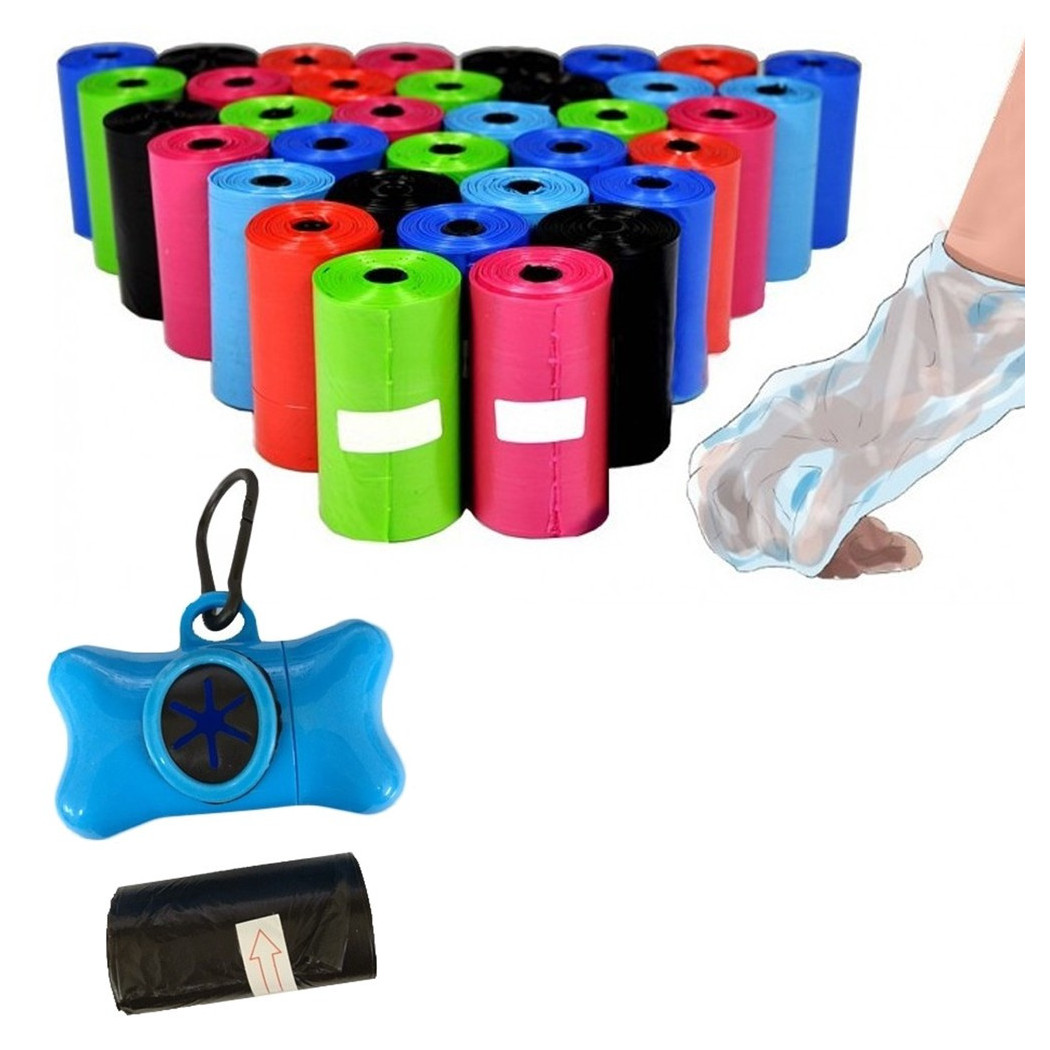 foto del prodotto trade shop 600 sacchetti igienici per bisogni escrementi cani raccolta feci con dispenser 