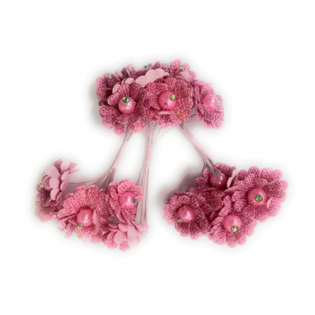 foto del prodotto trade shop 72 fiori artificiale rosa tessuto glitter bocciolo finte segnaposto wedding 