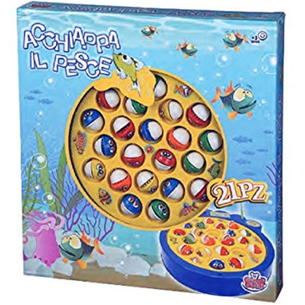 foto del prodotto trade shop acchiappa il pesce gioco pesca con 21 pesciolini gioco da tavolo 