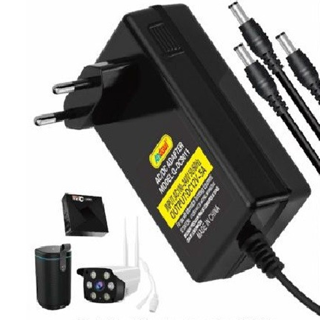 foto del prodotto trade shop adattatore alimentazione 3in1 ac dc 12v 5a alimentatore universale qy 9011 3 spine 